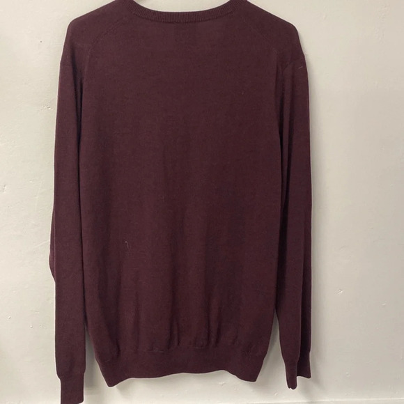 Jos A Banks Traveler 100% Merino Wool V Neck Sweater Men's Size Large Maroon - Picture 4 of 7